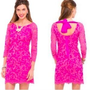 Lilly Pulitzer Aaliyah Lace Dress In Magenta sz 4 Wedding Floral
